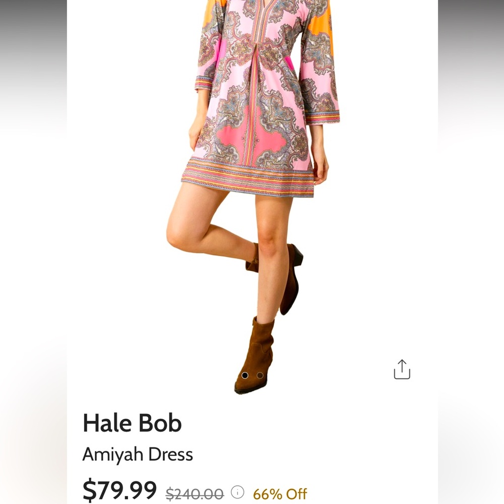 Hale Bob Coral multi dress NWT